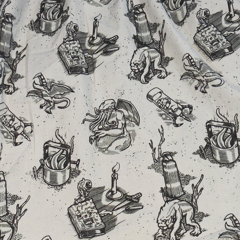 Sourpuss H.P. Lovecraft Cthulhu Gray Swing Skirt Medium Goth Skater Dark Girlie - Picture 4 of 8